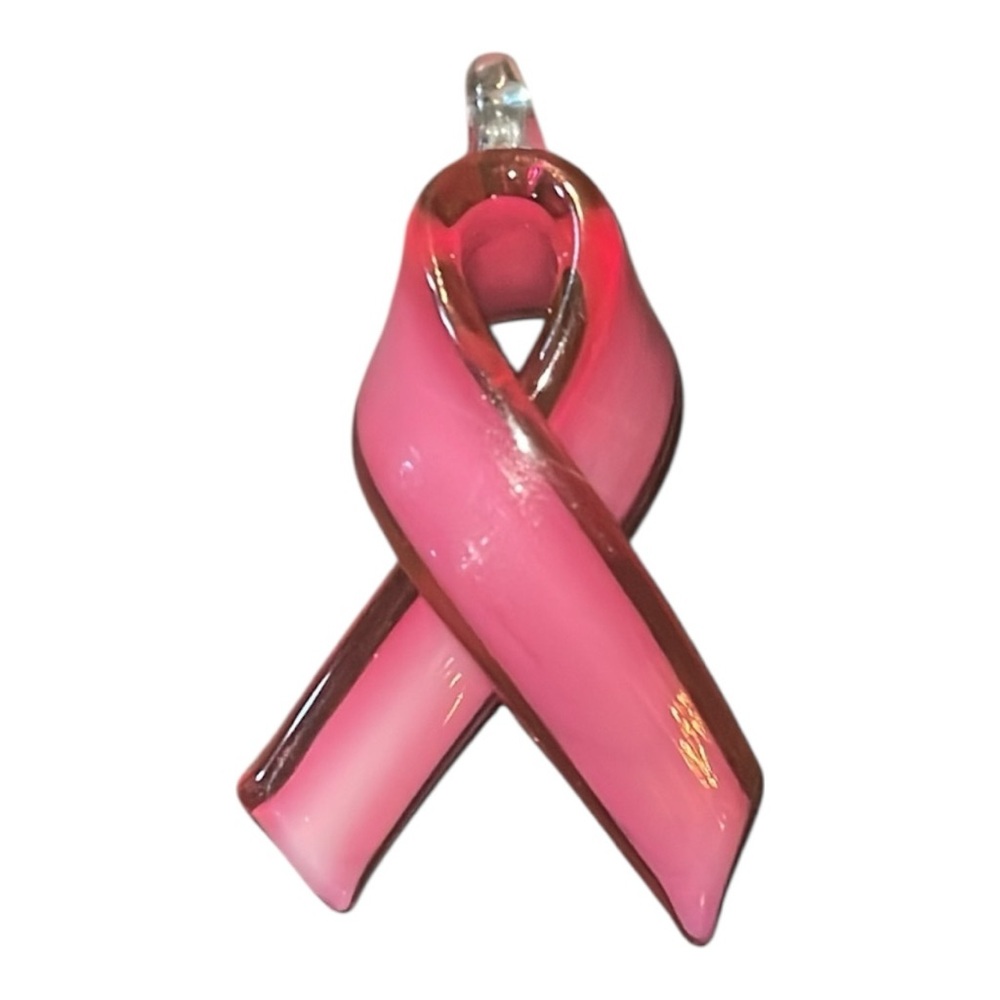 Pink Ribbon Glass Pendant